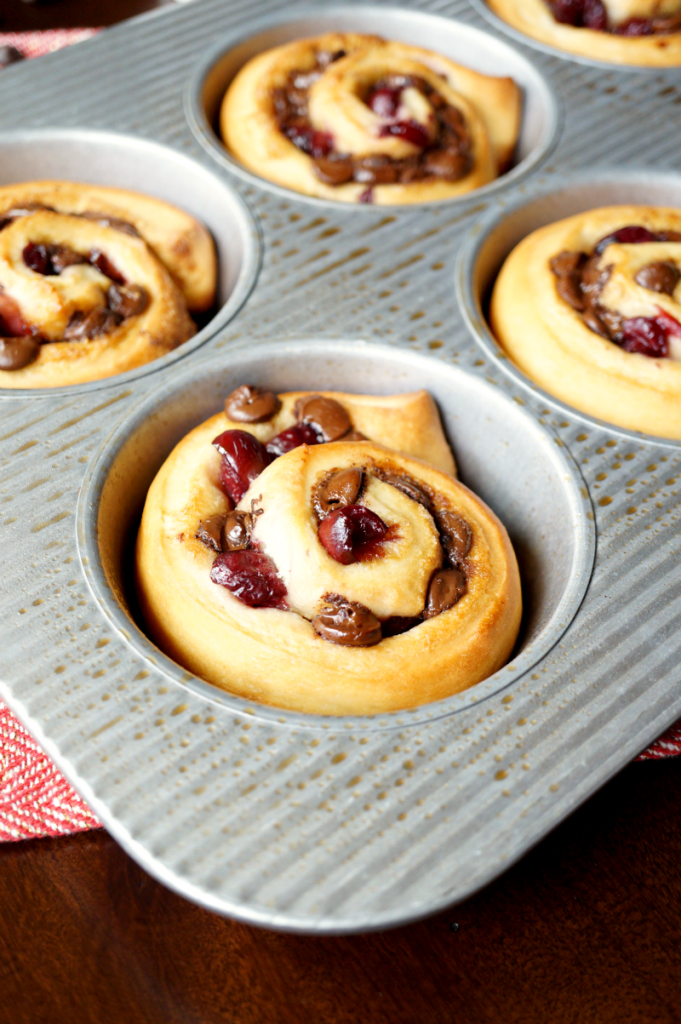 sour cherry chocolate rolls - The Baking Fairy