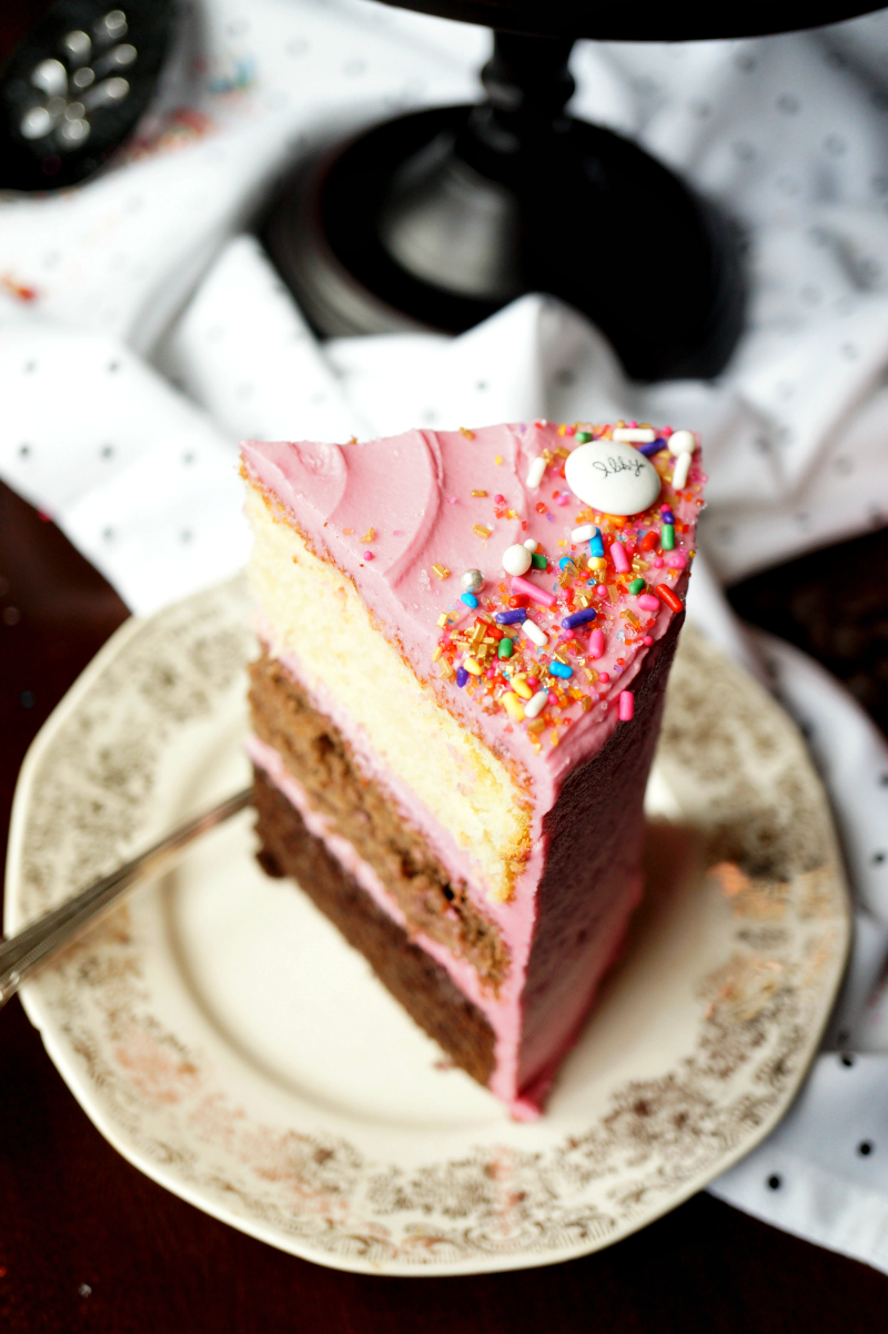 ombre chocolate cake with pomegranate frosting | The Baking Fairy