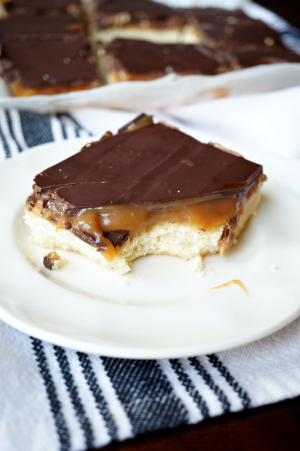 chocolate caramel shortbread bars - The Baking Fairy