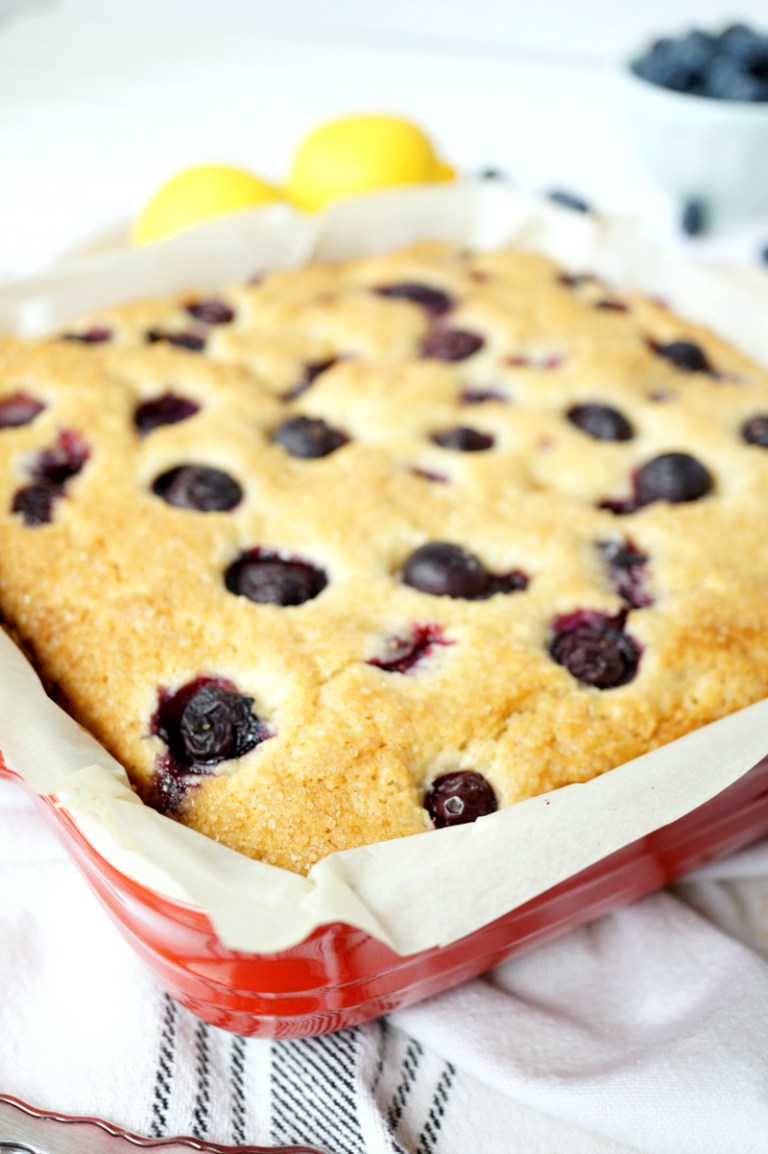 blueberry lemon snack cake - The Baking Fairy