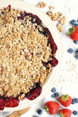 browned butter triple berry crisp - The Baking Fairy