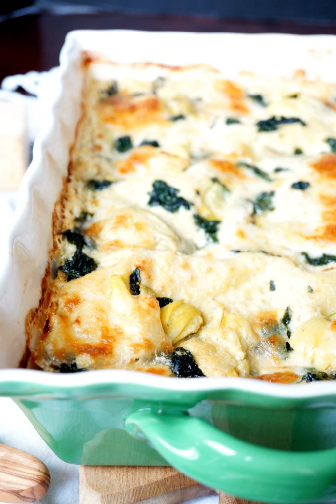 three cheese spinach artichoke lasagna - The Baking Fairy