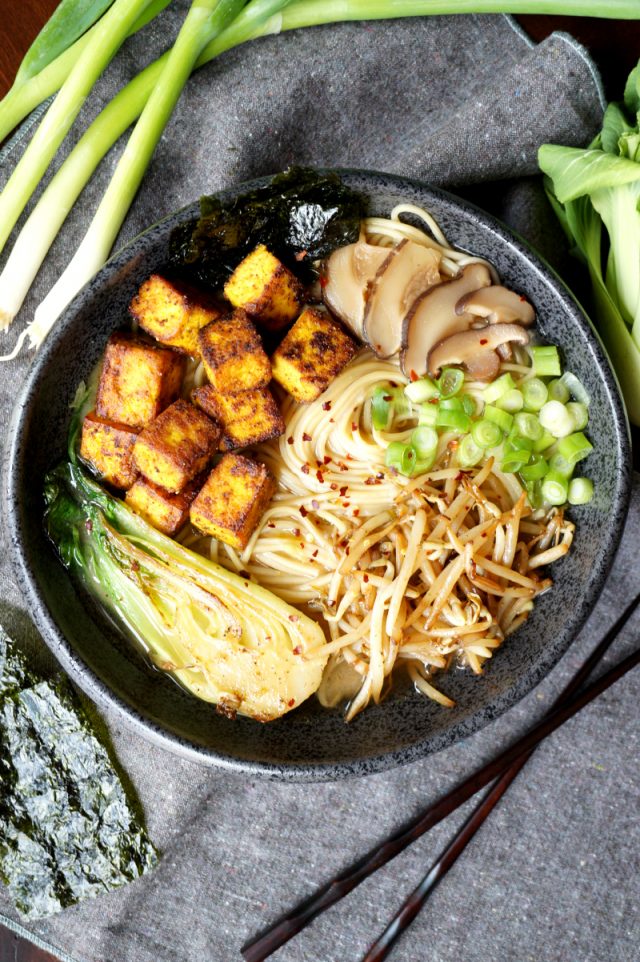 vegan crispy tofu ramen noodles - The Baking Fairy