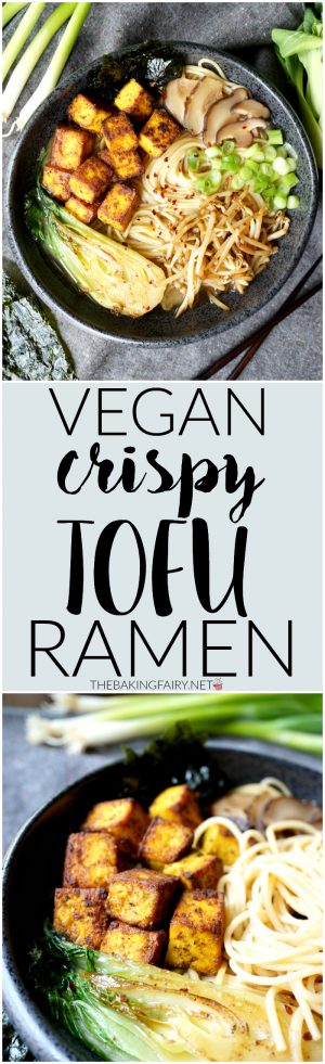 vegan crispy tofu ramen noodles - The Baking Fairy