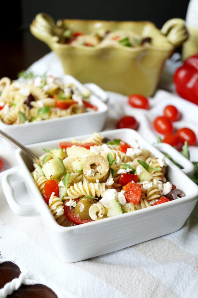 simple Greek pasta salad - The Baking Fairy