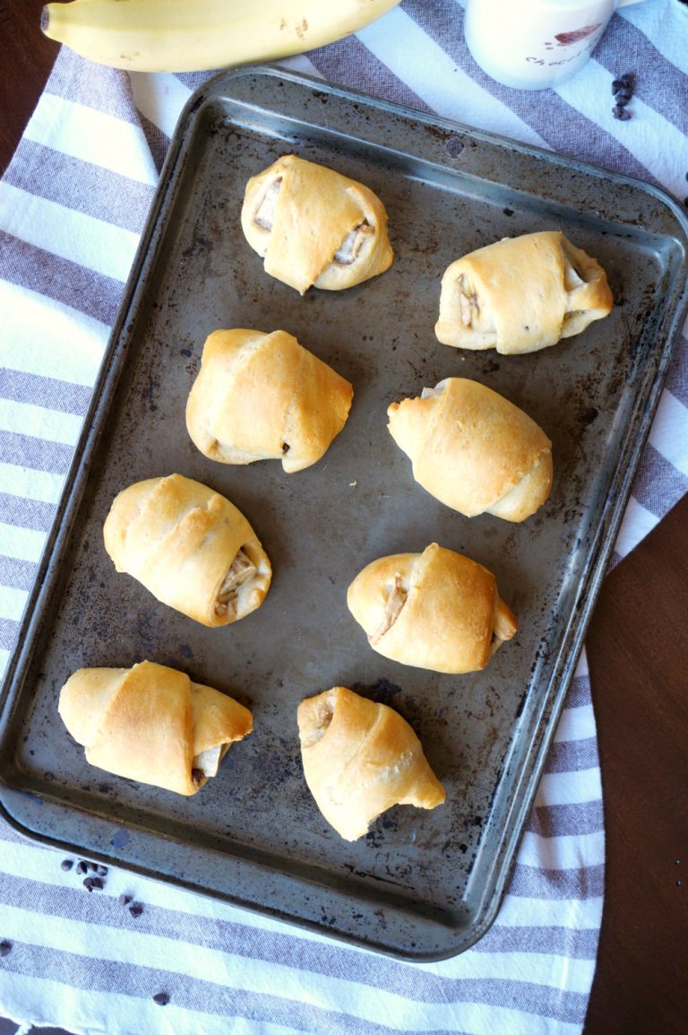 chocolate peanut butter banana crescents - The Baking Fairy