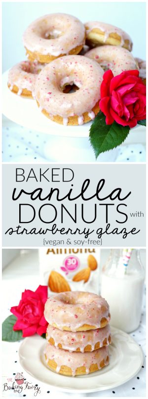 baked vanilla donuts with strawberry glaze {vegan/soy-free} - The ...