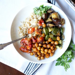 vegan roasted ratatouille sheetpan meal - The Baking Fairy