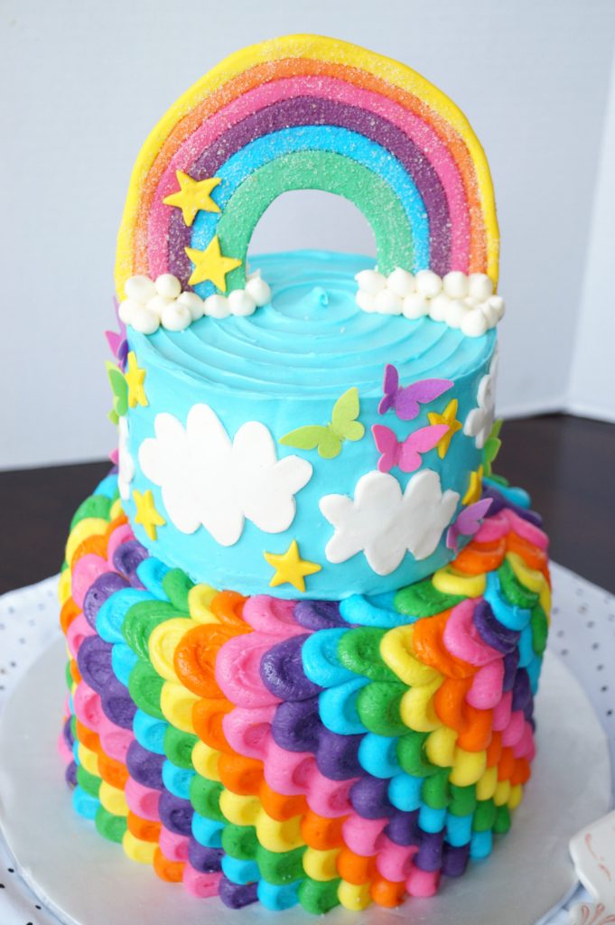 rainbow layered birthday cake - The Baking Fairy