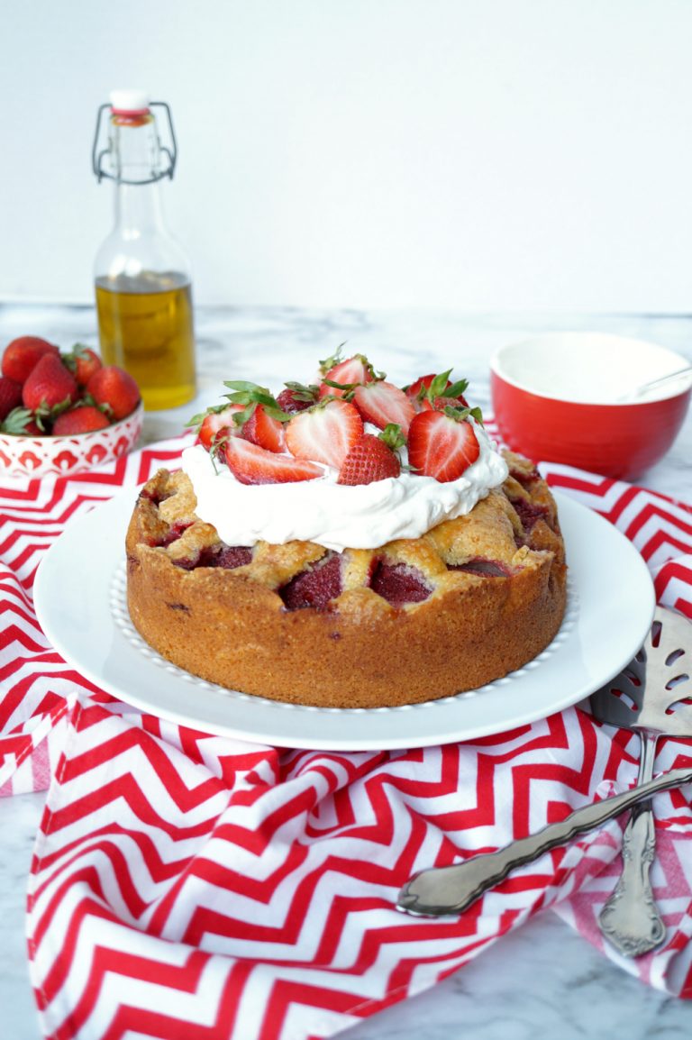 strawberry olive oil cake - The Baking Fairy