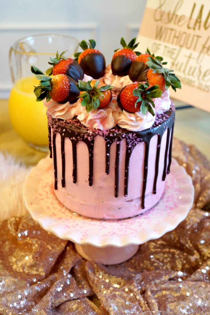 vegan chocolate covered strawberry cake & bridal shower - The Baking Fairy