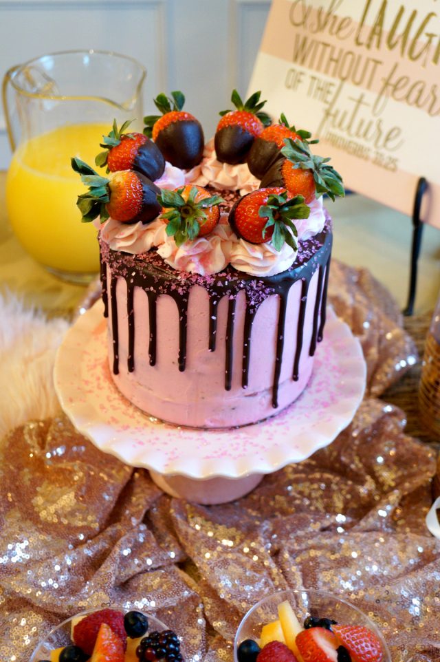 vegan chocolate covered strawberry cake & bridal shower - The Baking Fairy