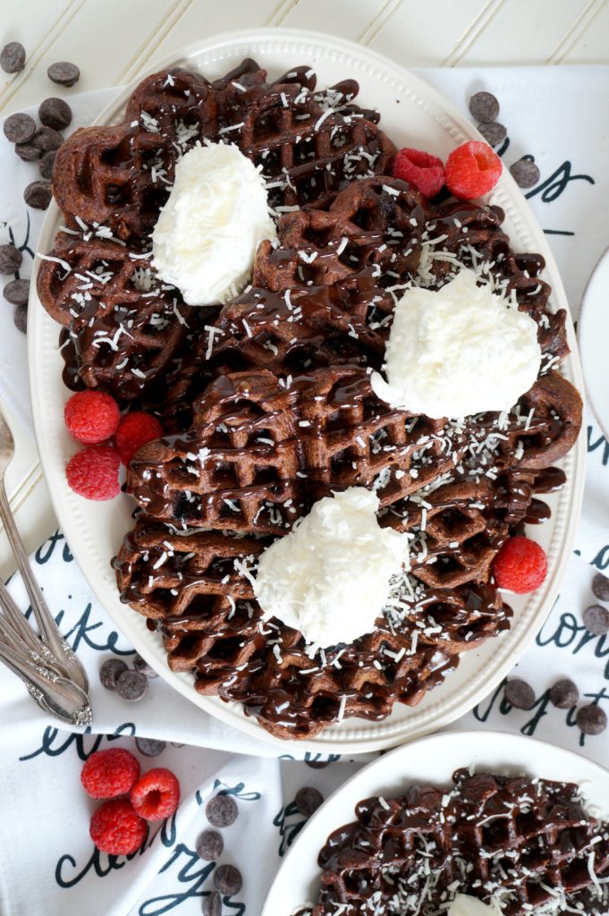 vegan chocolate coconut waffles - The Baking Fairy