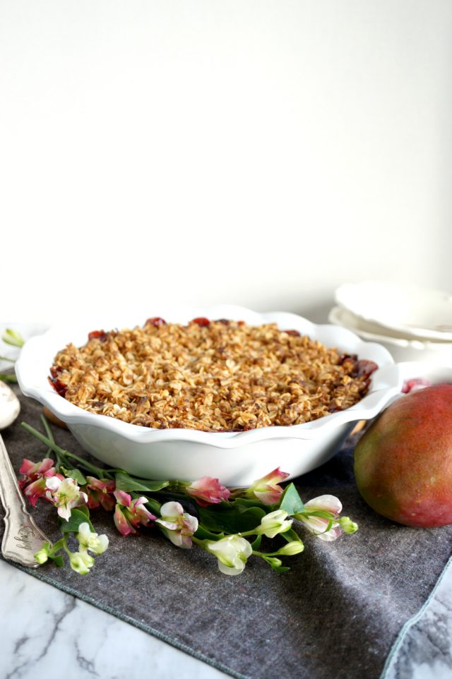 vegan mango raspberry crumble - The Baking Fairy