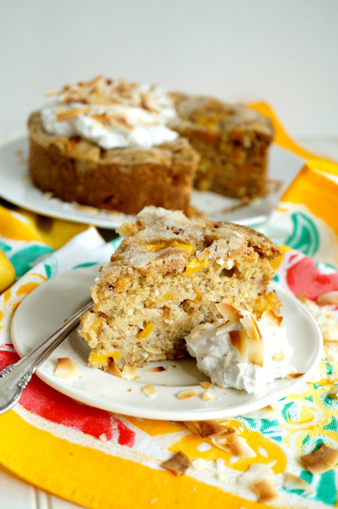 vegan mango coconut snack cake - The Baking Fairy