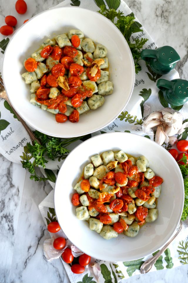 spinach gnocchi with roasted tomato sauce The Baking Fairy