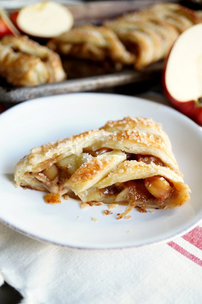 vegan apple cream cheese puff pastry braid