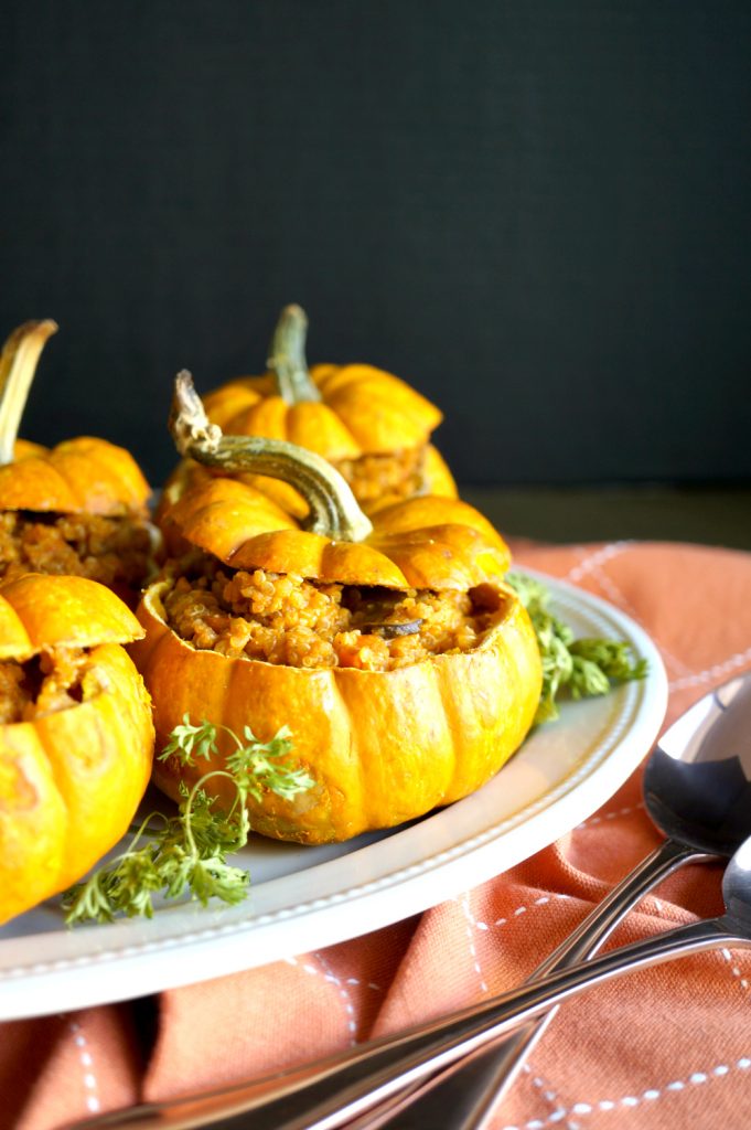 vegan savory stuffed pumpkins - The Baking Fairy