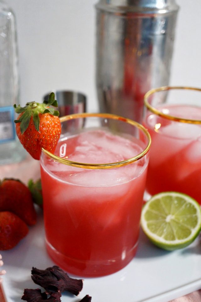 strawberry hibiscus margaritas - The Baking Fairy