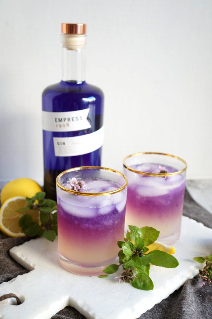 purple basil gin fizz - The Baking Fairy