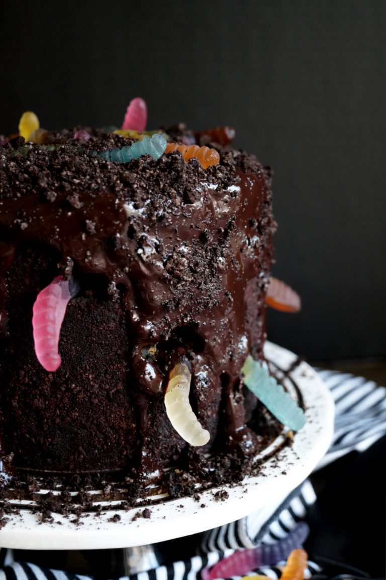 vegan dirt & worms cake - The Baking Fairy