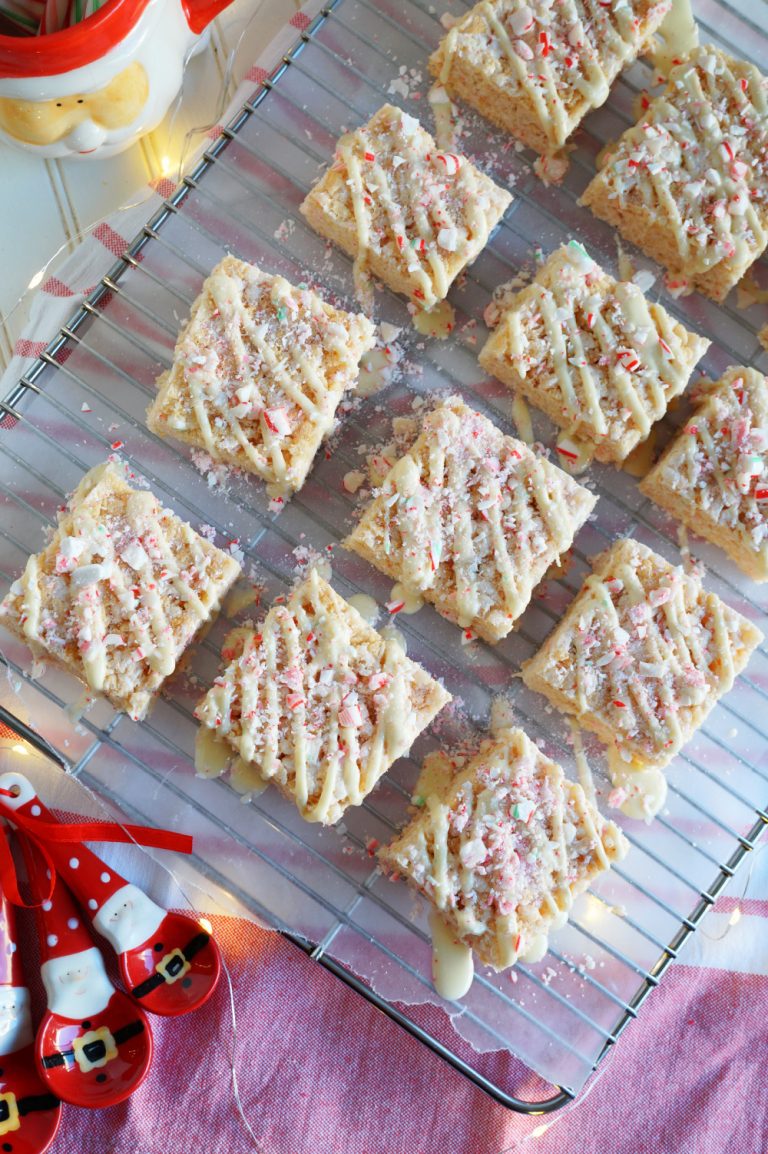 candy cane rice krispie treats - The Baking Fairy